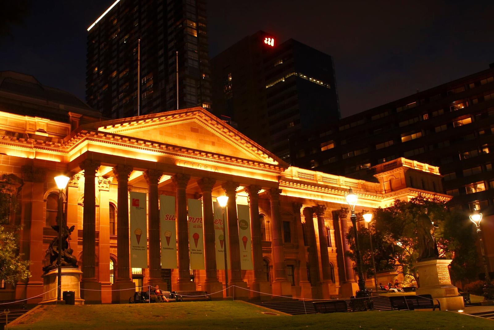 State Library of Victoria at night